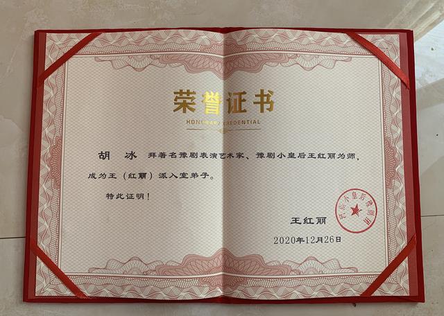 汝州6岁的胡冰被著名豫剧表演艺术家王红丽收为新徒